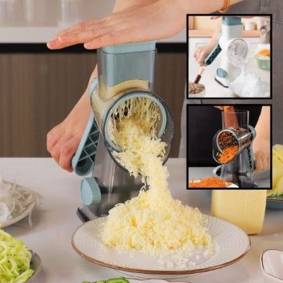 Râpe à légumes-rotative avec 3 lames interchangeables