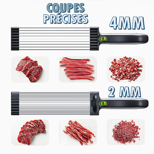 Trancheuse à viande manuelle ultra-précise idéale pour viande crue ou surgelée 