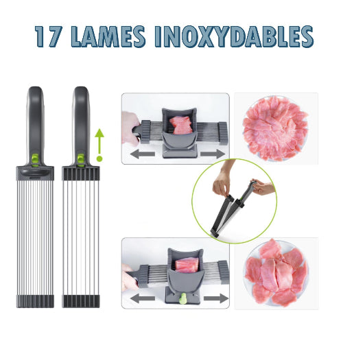 Trancheuse à viande  17 lames inoxydables et réglables pour bœuf porc et poulet sushi 